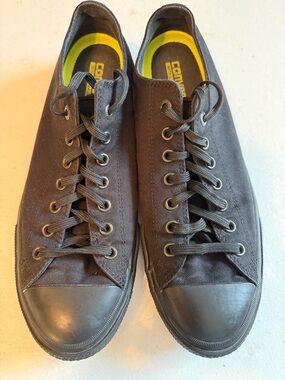 Converse Men's Black Canvas Low-Top Sneakers with Yellow Insole